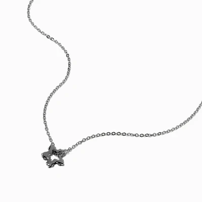 Silver-tone Open Crystal Pavé Star Pendant Necklace