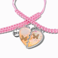 Best Friends Butterfly Heart Adjustable Cord Bracelets - 2 Pack