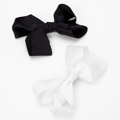 Black/White Cheer Bow Hair Barrettes - 2 Pack