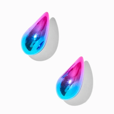 Rainbow Anodized Large Bean 1" Drop Earrings