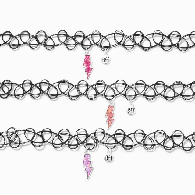 Claire's Best Friends Lightning Bolt UV Color-Changing Tattoo Choker  Necklaces - 3 Pack