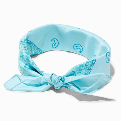 Mint Paisley Silky Bandana Headwrap