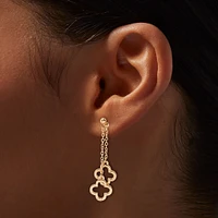 Gold-tone Double Clover Drop Earrings