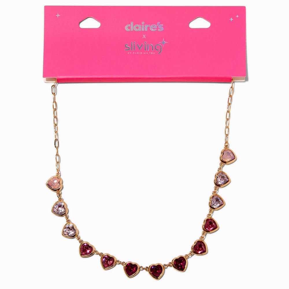 Claire's x Sliving by Paris Hilton Pink Ombre Heart Charm Necklace