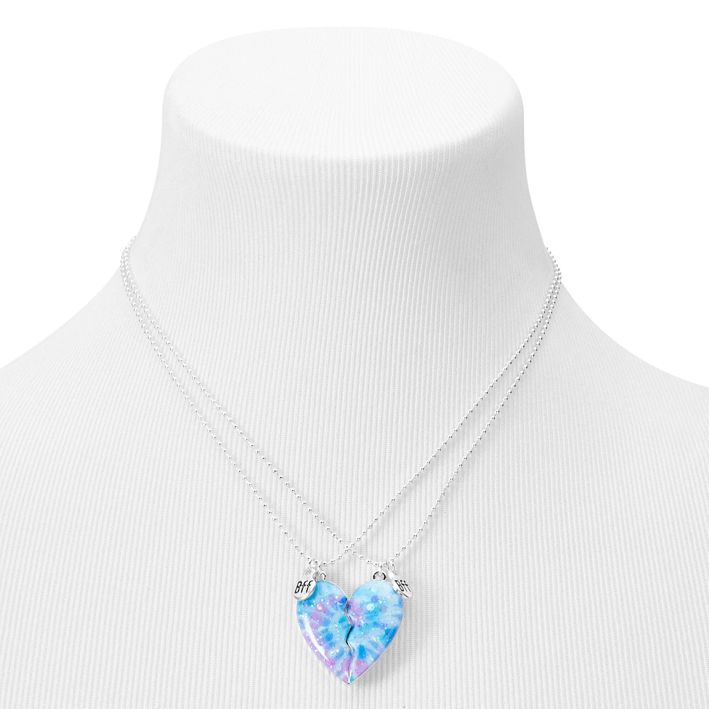 Best Friends Glitter Tie-Dye Split Heart Necklaces - 2 Pack