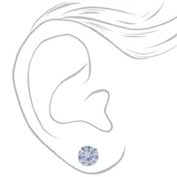 Silver Cubic Zirconia Round Stud Earrings - 5MM, 7MM, 9MM