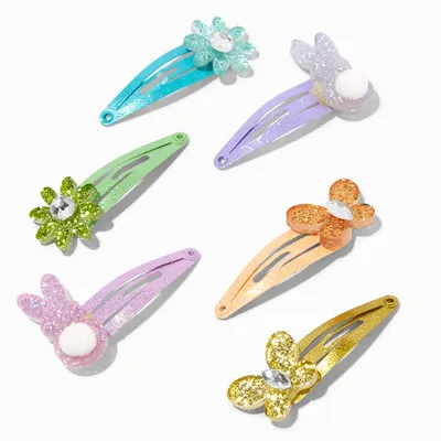 Easter Icons Glittery Snap Hair Clips - 6 Pack