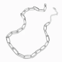 Silver-tone Large Paperclip Short Chain Necklace