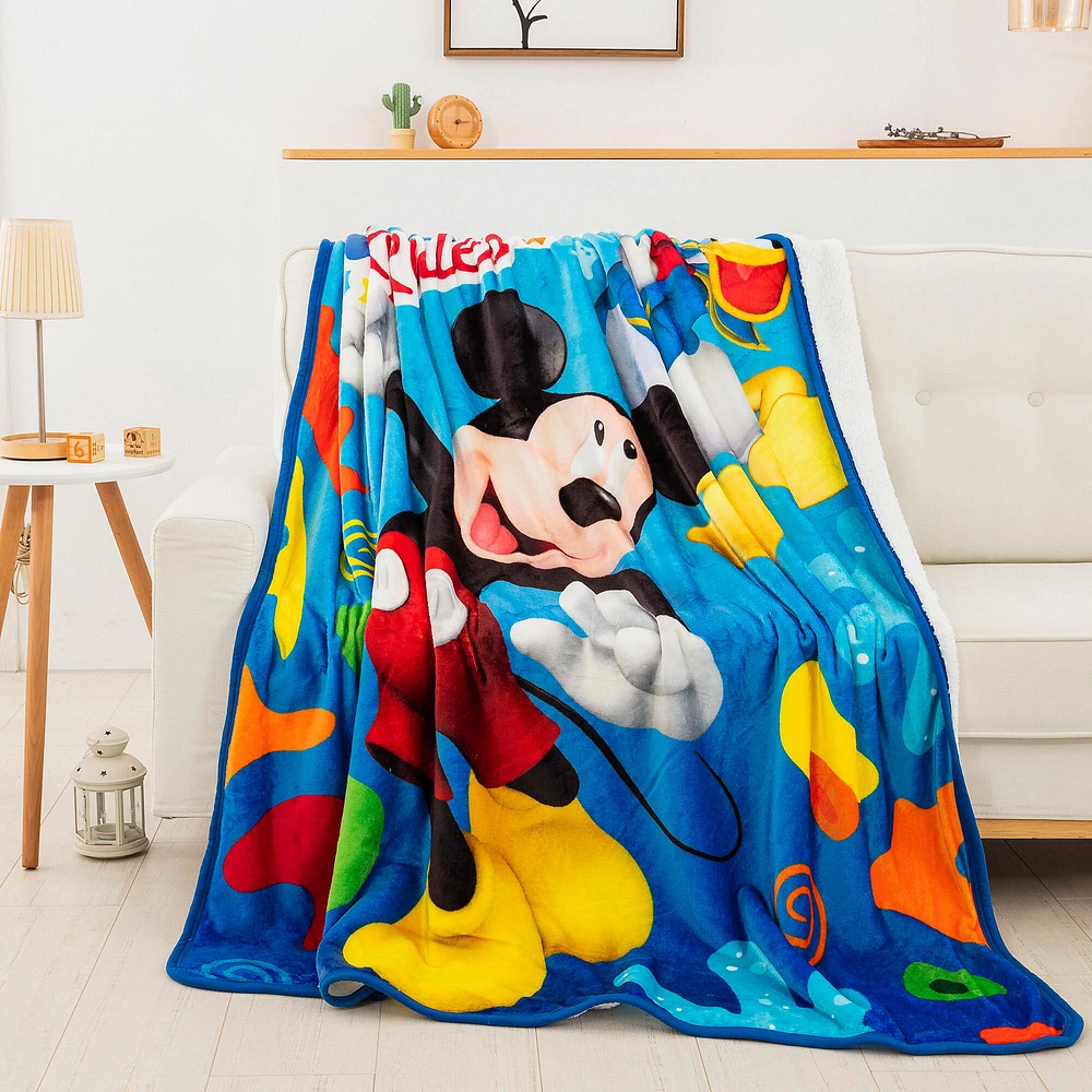 Disney Mickey Mouse Oversized Silk Touch Sherpa Throw Blanket