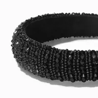 Black Crystal Embellished Puff Headband