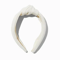 Ivory Crinkle Knotted Headband