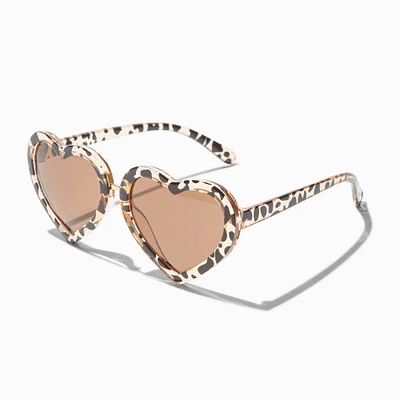 Claire's Club Heart-Shaped Cheetah Sunglasses