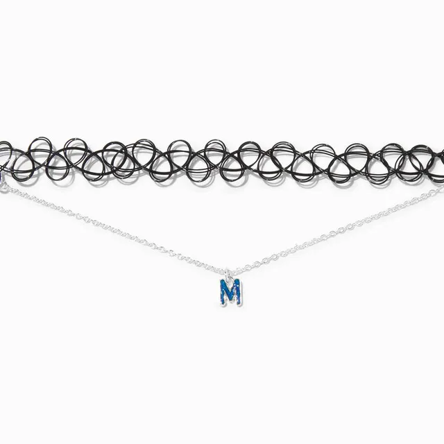 Claire's Mood Initial Multi-Strand Black Tattoo Choker Necklace