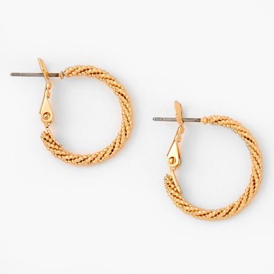 Gold 20MM Laser Cut Twisted Hoop Earrings