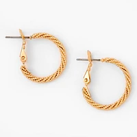 Gold 20MM Laser Cut Twisted Hoop Earrings