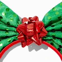 Big Green Bow Jingle Bells Headband