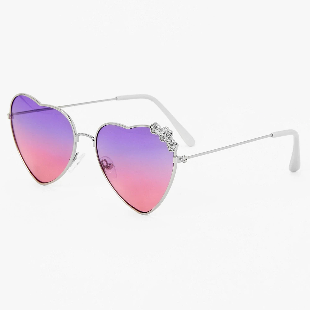 Claire's Club Purple & Pink Heart Aviator Sunglasses