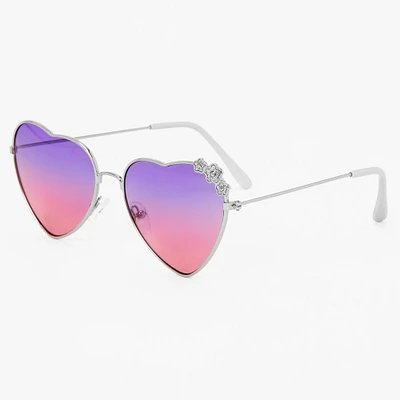 Claire's Club Purple & Pink Heart Aviator Sunglasses