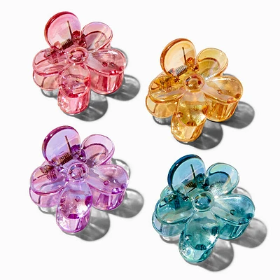 Iridescent Jewel Tone Flower Hair Claws - 4 Pack