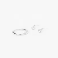 Silver 22G Nose Rings & Studs Set - 3 Pack