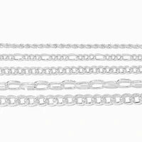 Silver Woven Chain Bracelet Set - 5 Pack