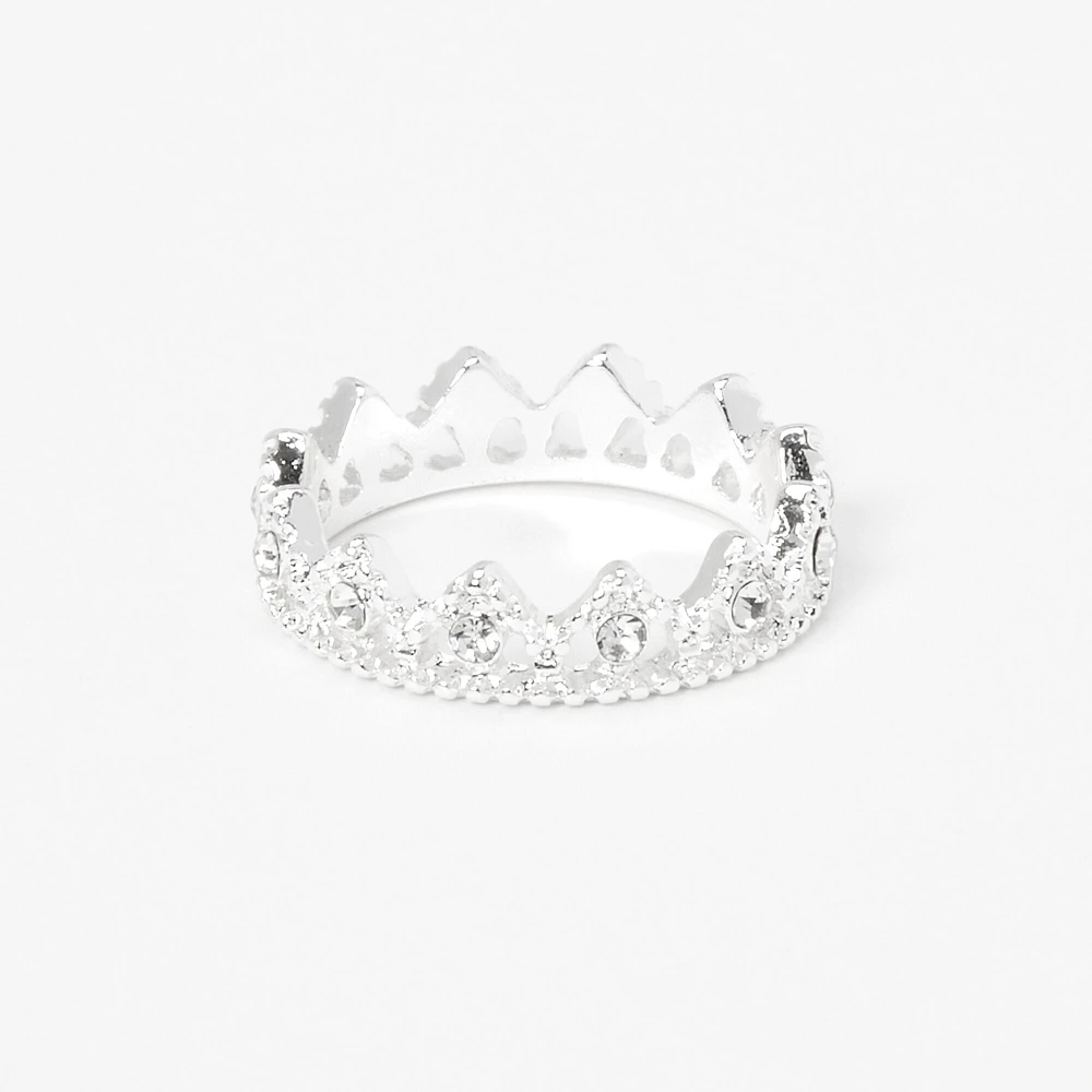 Silver-tone Petal Crown Ring