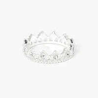 Silver-tone Petal Crown Ring