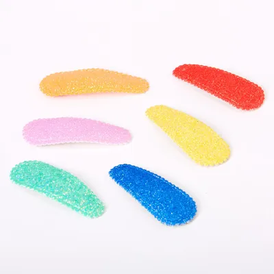 Claire's Club Rainbow Glitter Scalloped Snap Hair Clips - 6 Pack