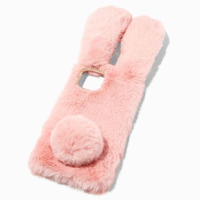 Furry Pink Bunny Protective Phone Case - Fits iPhone® 12 Pro Max