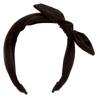 Black Solid Knotted Bow Headband