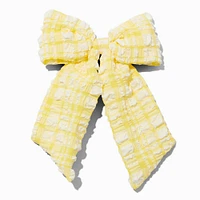 Yellow Puffy Gingham Hair Bow Clip