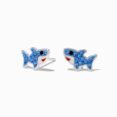 C LUXE by Claire's Sterling Silver Crystal Shark Stud Earrings