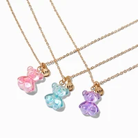 Best Friends Iridescent Teddy Bear Pendant Necklaces - 3 Pack