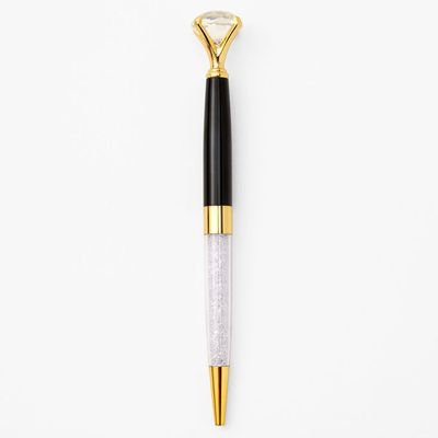 Shaker Diamond Top Pen - Black & Gold