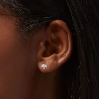 Silver Crystal Lotus Stud Earrings