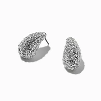 Silver-tone Pavé Bean Cluster Stud Earrings