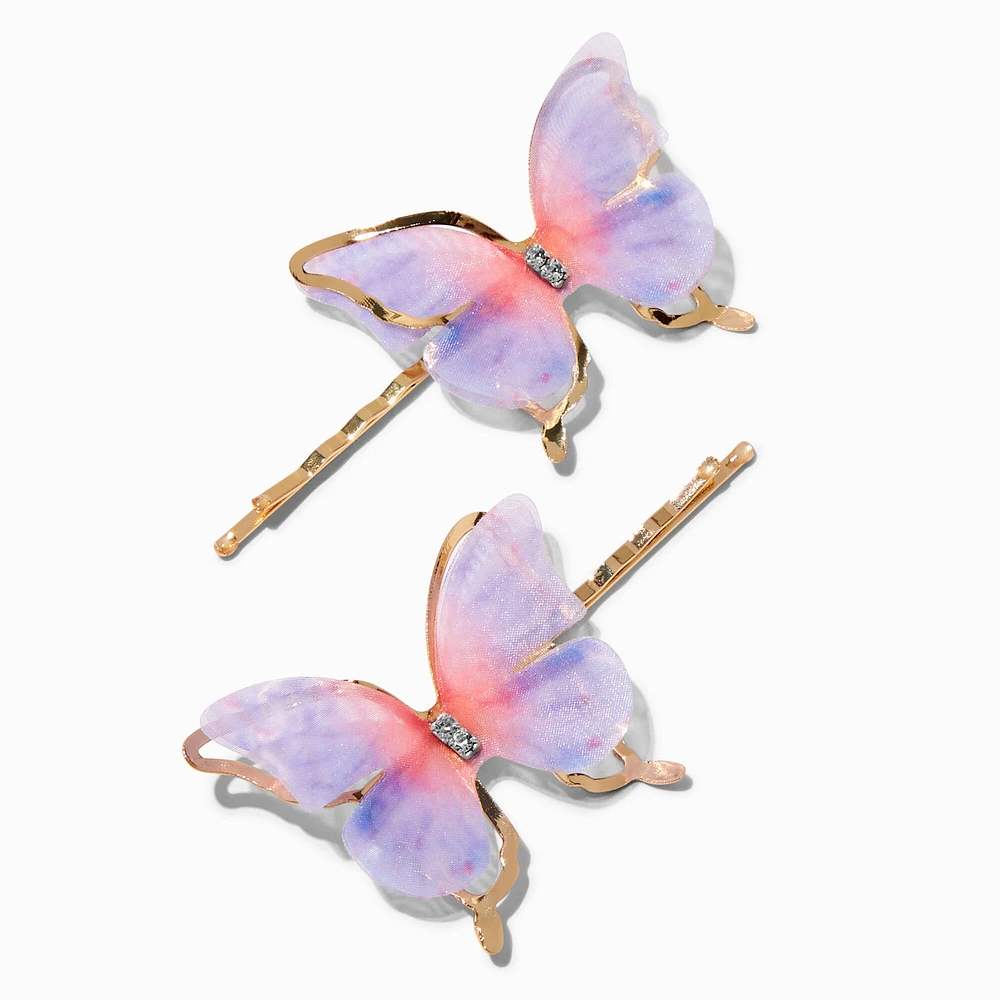 Pink & Purple Butterfly Hair Pins - 2 Pack