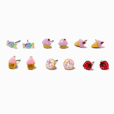 Glitter Sweets Stud Earrings - 6 Pack