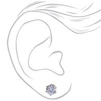 Gold Cubic Zirconia Round Stud Earrings - 7MM