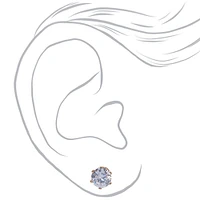 Gold-tone Cubic Zirconia 7MM Round Stud Earrings