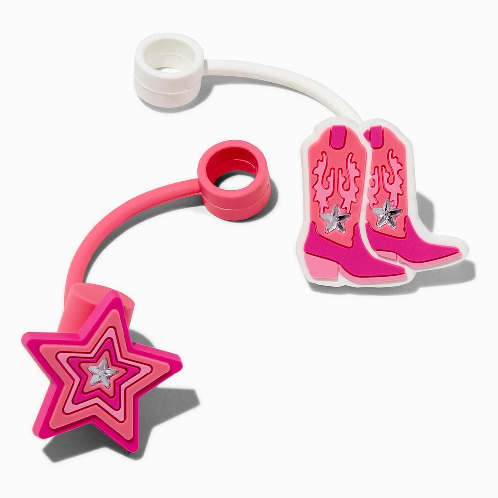 Disco Cowgirl Boot & Star Straw Covers - 2 Pack