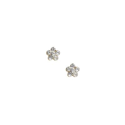 18kt Gold Plated 5MM Crystal Flower Stud Earrings