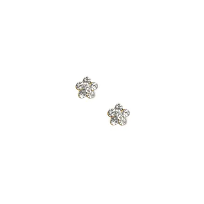 18kt Gold Plated 5MM Crystal Flower Stud Earrings