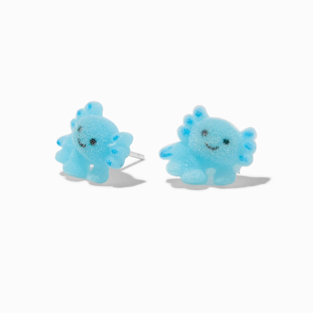 C LUXE by Claire's Sterling Silver Post Fuzzy Blue Axolotl Stud Earrings