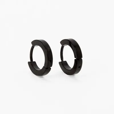 Black Titanium Mini Hoop Earrings -7MM