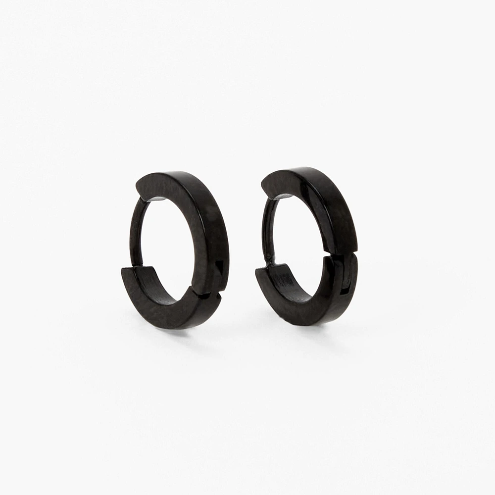 C LUXE by Claire's Black Titanium 7MM Mini Hoop Earrings
