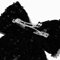 Black Sequin Hair Bow Clip