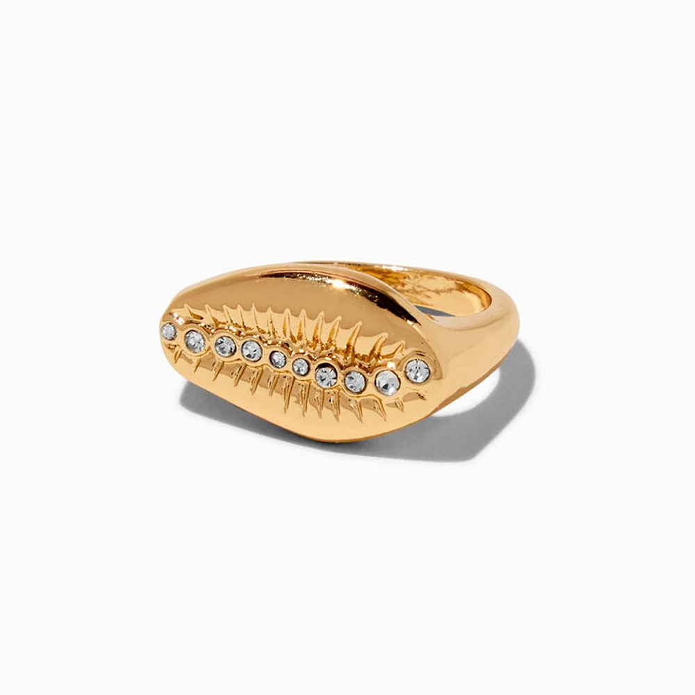 Gold-tone Embellished Seashell Ring