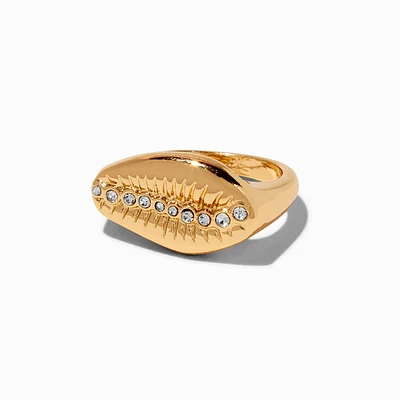 Gold-tone Embellished Seashell Ring