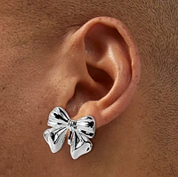 Silver-tone Bow Clip-On Stud Earrings